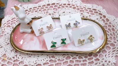 Online Best-Selling Product Zircon Crystal Glass Butterfly Silver Stud Earrings 2020