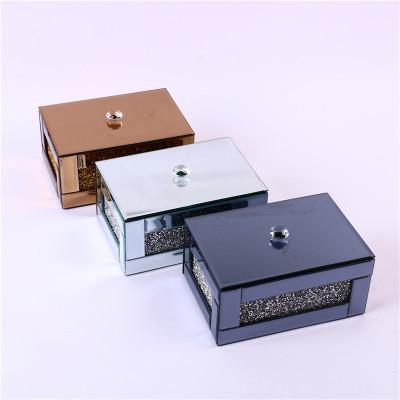Jewelry Box Storage Box High-End Modern Style Crystal Glass Flip Jewelry Box with Diamond Storage Box Factory Direct Sales