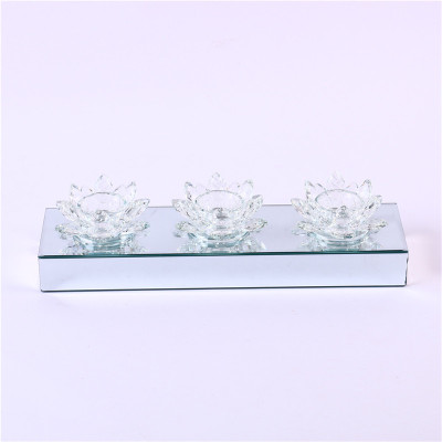 Home Furnishings Crystal Candlestick Candle Holder Three-Head Candlestick Lotus Candlestick Lotus Candle Holder Candle Holder Factory Direct Sales