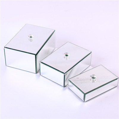 Flip Jewelry Box Home Storage Box Glass Ornament Storage Box Three-Piece Set Can Order a Single Size Brown
