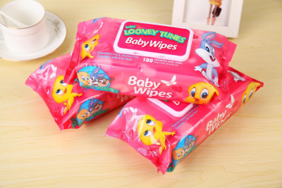 Baby mild non-cleaning wipes 100 pieces for Baby with cover wet Wipes Red Wholesale Custom