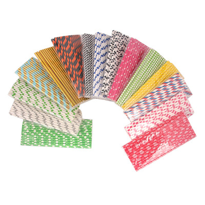 Environmental Protection, Safety, Hygiene, Degradable. Paper Food Grade Color Striped Pure Wood Pulp Paper Straight Straw