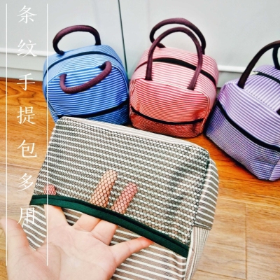 Ladies casual as striped cloth hand carry bento small cloth bag medium-aged bag mother work as canvas tote bags