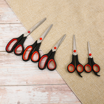 Factory Direct Selling 5.5-10 inch black handle Red Circle Series Rubber and Plastic Office For scissors