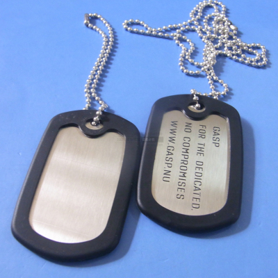 Titanium Steel Army-Style Necklace Metal Dog Tag Stainless Steel Pendant Wholesale Lettering Customized Logo Black Rubber Pendant