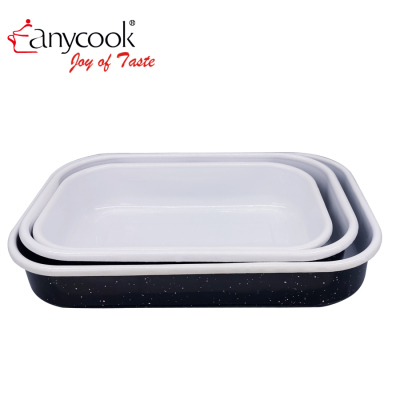 Anycook Rectangular Porcelain Enamel Backing Dish Cooking Pan Bread Cake Vegtable Baking Pan 