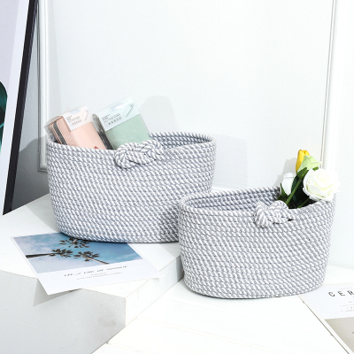 Storage Basket Cotton Linen Sundries Toys Storage Basket Desktop Snack Basket Cosmetics Bedside Storage Basket