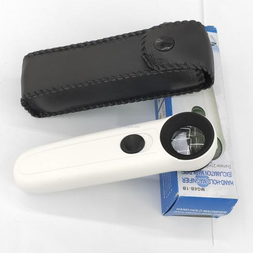 6b-1b optical glass lens 40x21mm exclamation mark type with double lights portable handheld identification magnifier