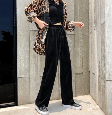 Manufacturers direct spring and Autumn your new Korean version of sweet joker velvet pants relaxed leisure long home wide leg pants