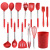 A 13-piece set of silicone cooking spoons with stainless steel handle