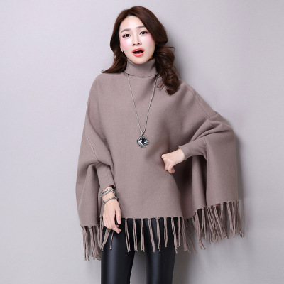 Spot bat-Sleeved Women's Tassel Cape Autumn/Winter Women's Korean Version of Loose Pullover women's sweater