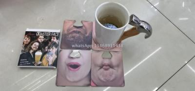 Multi-functional coaster toy creative absorbent paper coaster hanging nose face beard coaster Halloween gifts