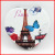 Popular HEART-shaped PU Leather Mirror Mirror Eiffel Tower French Gift Metal Folding leather Makeup Mirror