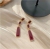 S925 silver retro red and white earrings simple geometric oil long earrings web celebrity trend fashion earrings, 69