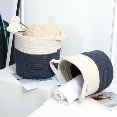 High-End Laundry Basket Storage Bucket Nordic Cotton Thread Knitted Basket Toy Storage Basket Living Room Organizing Rim