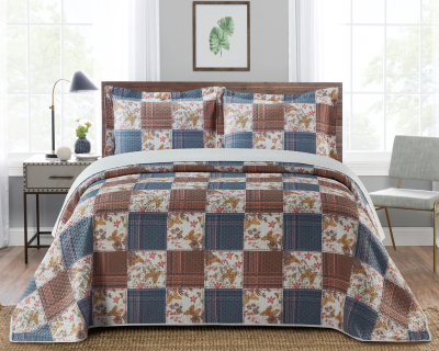 Soft digital printed bedding 3-piece set thin air conditioning quilt summer quilt bed cover