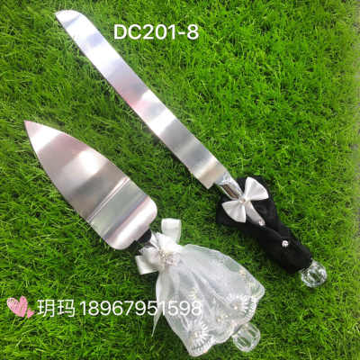 Stainless steel wedding cake knife scraper European wedding products set birthday cake knife and fork custom