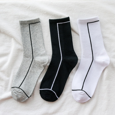 Black socks women's stockings striped summer lovers socks 100% cotton breathable deodorant white stockings men's  cotton