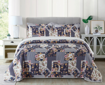 Ultra soft full polyester printed bedding three-piece set thin summer quilt bed cover single and double person