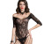 European and American Charming off-the-Shoulder Super Sexy Underwear Open Crotch Temptation Mesh Stockings Suit Women's See-through Pajamas Wholesale