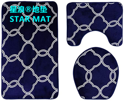 STAR MAT bathroom bathroom three-piece floor mat sponge hd printing three-dimensional carpet