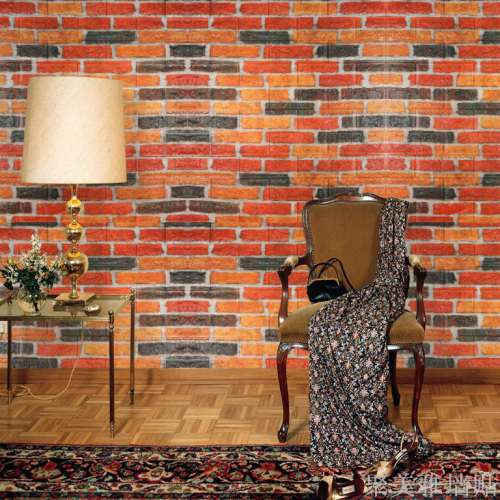 [Poly MEGA STAR Wallpaper] New Retro Nostalgic Brick Pattern Brick Self-Adhesive Wallpaper Waterproof Moisture-Proof Wallpaper