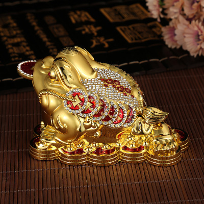 Car Decoration Alloy Diamond Golden Toad Perfume Holder Wholesale Car High-End Ornament Safe Fortune Golden Toad Golden Toad