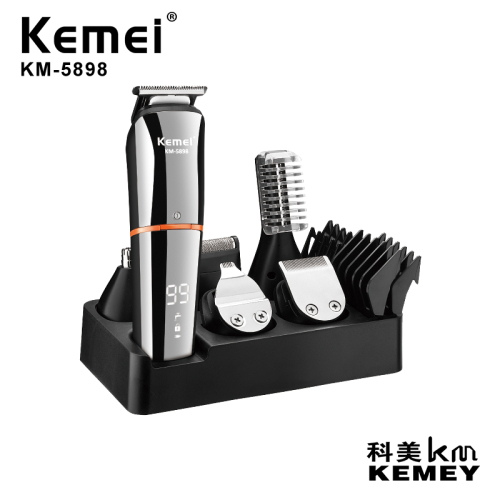 cross-Border Factory Direct Supply KM-5898 Barber Scissors Multi-Functional Men‘s Care Set Six-in-One 
