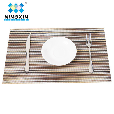 Environmental Friendly PVC western-style Food Mat with color Strip Pattern Dining Mat Hotel Classic Western-style non-slip Coasters European Style Dining mat