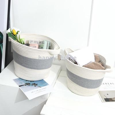 Creative Home Bathroom Clothes Storage Basket Hand-Woven Cotton Rope Storage Basket Toy Sundries Storage Basket