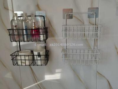 Bathroom wall rack double layer non-punch toilet bathroom storage rack wash gargle stand iron rack shelf