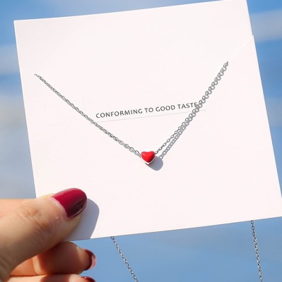 Ornament Peach Heart Red Little Red Heart Necklace Women's Trendy Simple and Light Luxury Necklace Women's Sterling Silver Clavicle Chain Women's