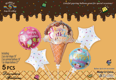 Dessert-Shaped Aluminum Balloon Birthday Arrangement Decoration Happy Birthday Happy Birthday Balloon