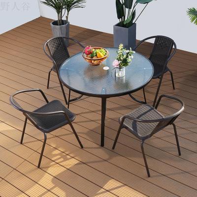 outdoor table and chair patio balcony table and chair set Iron art waterproof sunscreen outdoor leisure combination