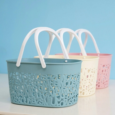 D03-757 Thickened Pp Storage Basket Hollow Basket Draining Basket Kitchen Storage Fruit Bathroom Bath Storage Basket