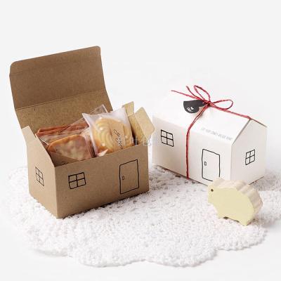 Wholesale Custom House Type White Kraft Paper Wedding Candy Cake Packing Box Gift Box with Tag Rope