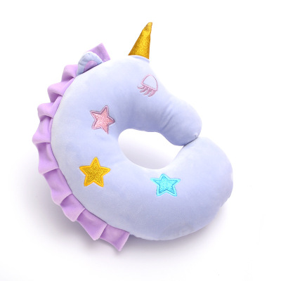 Customized Factory U-Shaped Pillow New Unicorn Travel Embroidery Pp Cotton Cute Cartoon U-Shaped Pillow Neck Pillow Nap