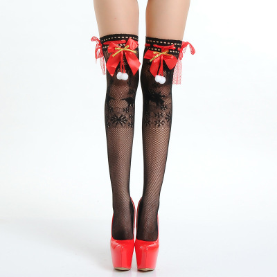 New European and American fun leaves Christmas Beautiful leg lace over the knee lovely Bowknot in a fashion last year