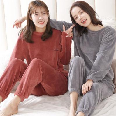 Fairy Warm Pants Top Autumn and Winter Suit Thick Coral Fleece Outer Wear Lazy Loose and Warm Leisure Pajamas Pants
