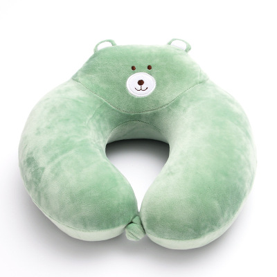 Customized Three-Dimensional Cartoon Bear U-Shaped Pillow Convex Memory Foam Afternoon Nap Pillow Slow Rebound Neck Protection Travel Portable Pillow