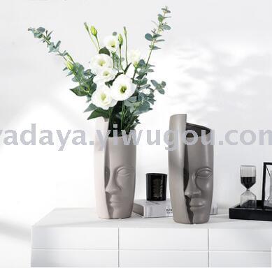 ins nordic art face flower ware ceramic vase living room flower arrangement decoration studio shop home decoration