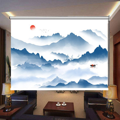 Curtain of landscape painting living room insulation study office shading of heat fabric background Curtain