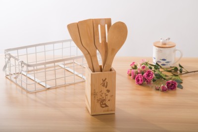 Bamboo Tableware Set Non-Stick Spatula Bamboo Shovel Bamboo Tableware Bamboo Pipe Bamboo Shovel Bamboo Spoon Kits