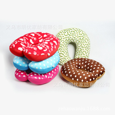 Wool and Spandex Printing U Pillow Car Office Foam Particles Cartoon Neck Pillow Animal Pattern Flannelette Neck Pillow