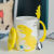 Cute Cartoon Dinosaur Ceramic Water Cup Creative 3D Animal Mug Large Capacity with Lid Spoon Breakfast Coffee Cup