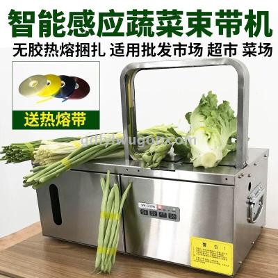 Automatic Bale Tie Machine Small Hot Melt Glue-Free Vegetable Binding Machine OPP Ribbon Binding Machine Supermarket Vegetable Binding Packing Machine