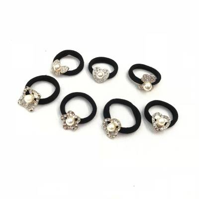 Nylon good quality high elastic rubber band buckle full bow tie plum blossom ring pearl head ring