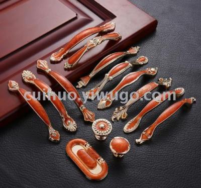 Red Amber Handle European Style Golden Cabinet Door Handle Modern Minimalist Mediterranean Red Handle Wardrobe Handle