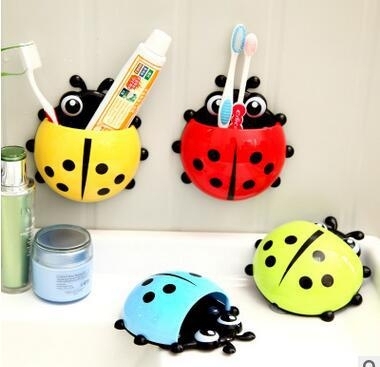 D05-839 Creative Ladybug Toothbrush Holder Suction Cup Cartoon Tooth-Cleaners Shelf Toothbrush Holder Washstand Organizing Utensils