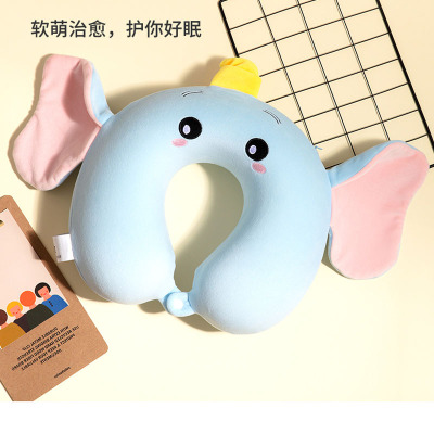 Processed Customized Elephant Cartoon U-Shaped Pillow Memory Foam Neck Pillow Travel Slow Rebound Breathable Pillow Direct Sales Pillow